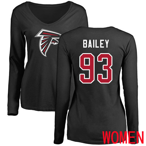 Atlanta Falcons Black Women Allen Bailey Name And Number Logo NFL Football #93 Long Sleeve T Shirt